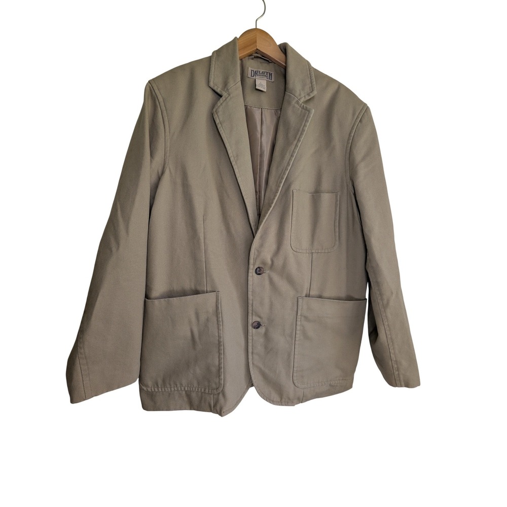 DULUTH TRADING CO Utility‎ Blazer Mens Large Tan Canvas Multi Pocket Workwear